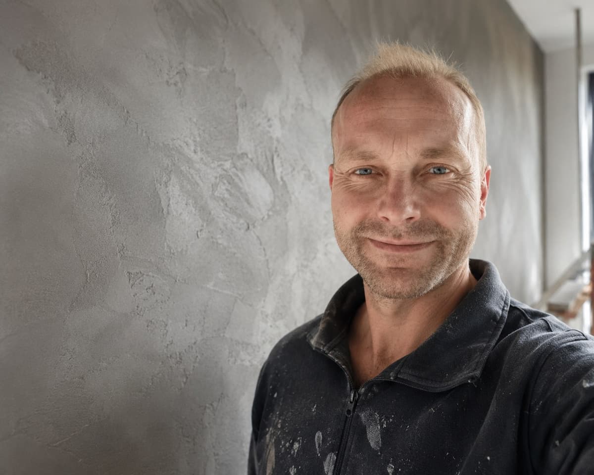 Pavel Mašek u hotové dekorativní stěrky